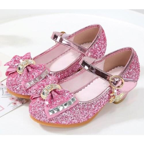 2020 Girls Leather Shoe Princess Sandals enfants Dress Shoes For Girls High Heel Shoes Kids Leather Shoes Children Party Sandal