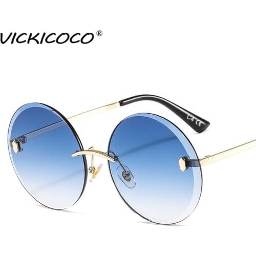 2021 Mens Fashion Round Sunglasses Women Vintage Brand Designer Rimless Sun Glasses Gradient Glasses Shades Female Men UV400