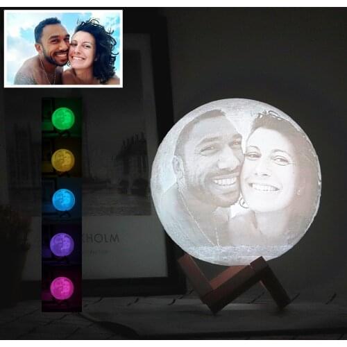 3D Photo Custom Moon Lamp Printing Moonlight Night Light USB Rechargeable Personality Luna Lamp with Your Text Photo Customized