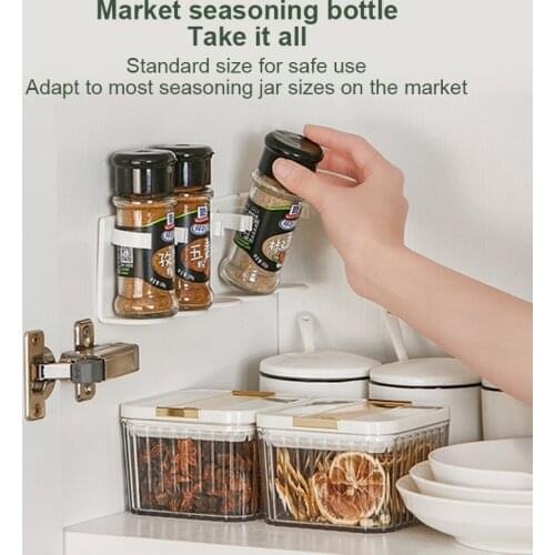 5Pcs/Set Seasoning Bottle Storage Rack Wall-mounted Cabinet Seasoning Can Storage Clip Space-saving Kitchen Storage Accessories