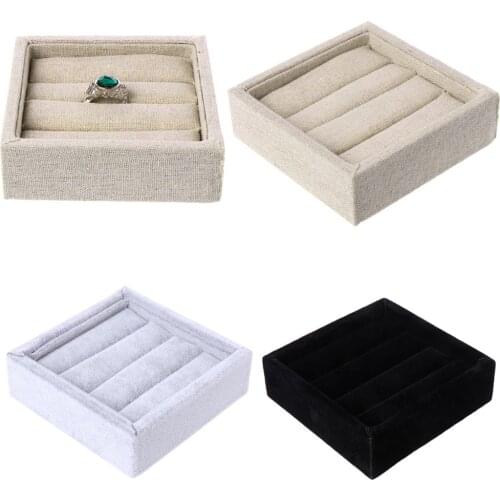 Velvet Jewelry Earring Ring Display Box Tray Holder Storage Showcase Organizer