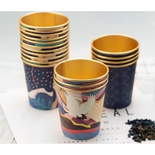 Gold Foil Paper Cup Home Use and Commercial Use High-End Disposable Cup Thickened Water Cup Tea Cup