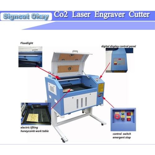 JIN ZHI YIN 60W CNC CO2 Laser Engraving Cutting Machine TS6040/4060 with USB port Laser Machine Free Shipping