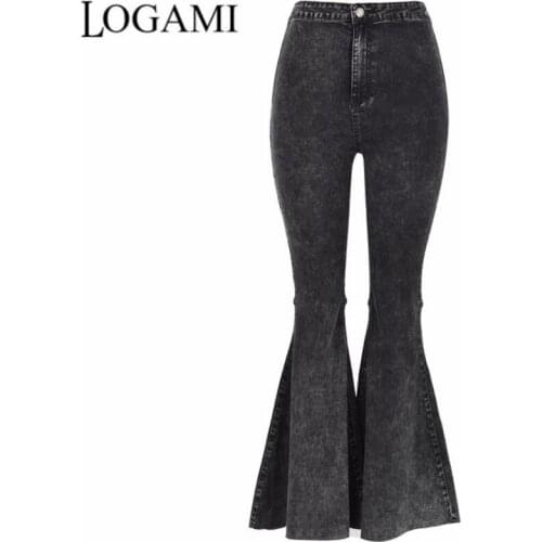 LOGAMI Flare Jeans Women Denim Pants High Waisted 2021 New Arrival Spring Summer Skinny Bell Bottom Elegant Trousers