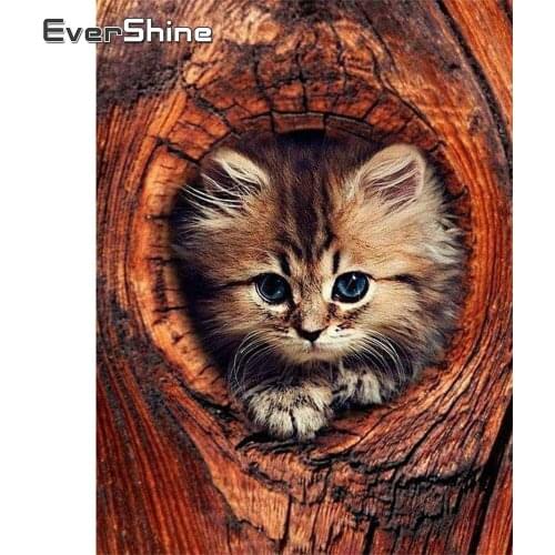 Evershine 5D DIY Diamond Embroidery Sale Cat Cross Stitch Kit Diamond Painting Animal Rhinestones Pictures Mosaic Home Decor