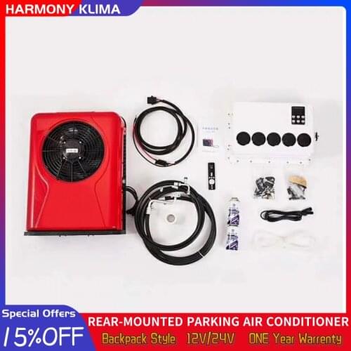 HK-B Universal Rear-Mounted Packbag Style Split Battery/DC Powered Parking Air Conditioner 12/24v For Truck/Tractor/RV/Van
