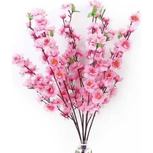 Artificial Spring Plum Peach Blossom Branch Silk Flower Home Wedding Decorative Flowers Plastic Peach Bouquet Flowers