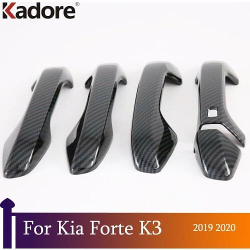 For Kia Forte K3 2019 2020 Chrome Carbon Fiber Door Handle Cover Trims Car Decoration Exterior Accessories