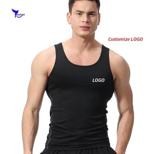 Customize LOGO Summer Men Sports Gym Running Vest Compression Basketball Boxing Undershirt Tank Top Quick Dry Sleeveless Shirts