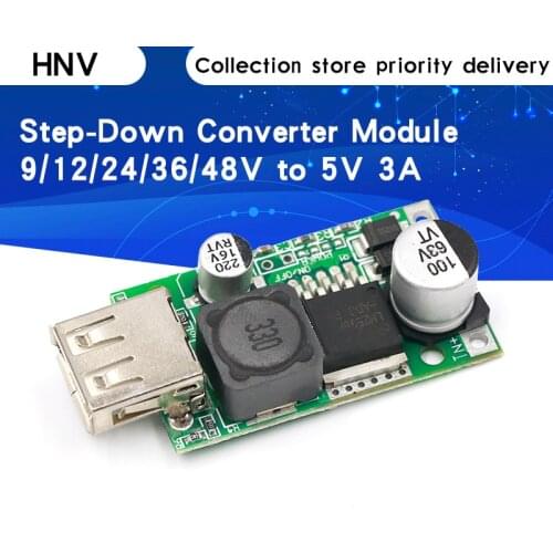 LM2596HV 5V DC-DC Step Down Buck Converter Board Module 9V 12V 24V 36V 48V to 5V 3A USB Charger Module