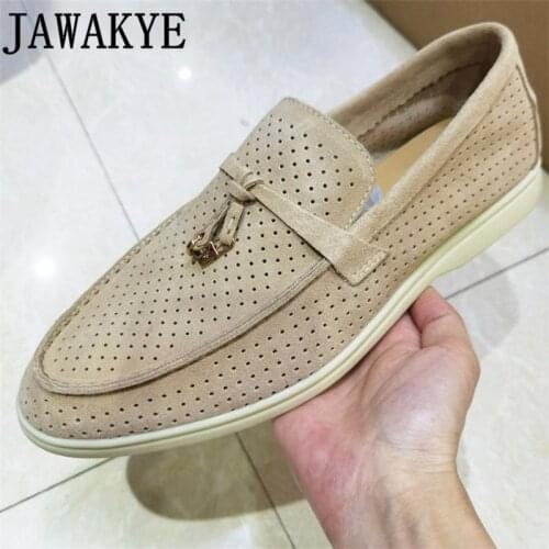 Mens Ventilation Flat Loafers Shoes Metal tassel Decorate Rubber Sole Walk Shoes Hot Sale Casual Breathable Formal Brand Shoes