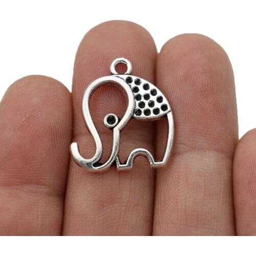 10pcs Tibetan Silver Plated Elephant Charms Pendants for Bracelet Necklace Jewelry Making DIY Handmade 24x20mm