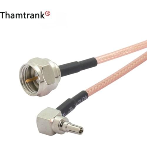 RF Coaxial Cable Assembly F Male to Right Angle CRC9 Male Plug Connector Pigtail 15cm 6" 1pcs