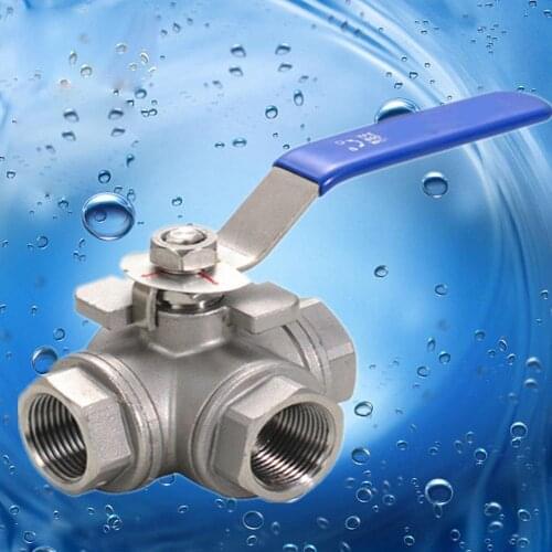 G1/4inch to 2inch BSPP Female 3-Way T-Port Stainless Steel Ball Valve Water Oil