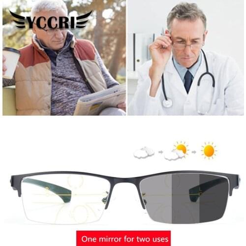 Titanium Multifocal Presbyopic Reading Glasses Half Frame Men Metal Women Progressive Bifocal Anti Blue Ray UV Protect Eyewears