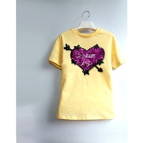 Girls Tops Girl Summer Clothes Kid Tee Enfant Birthday Party Girls Princess T-shirt Cotton Pattern Sequin Clothes T Shirts