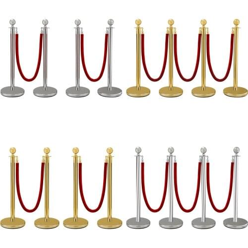 VEVOR 38Inch Gold Silver Stanchion Posts Queue Red Velvet Rope Crowd Control Line Barriers with Stable Base for Party Supplies