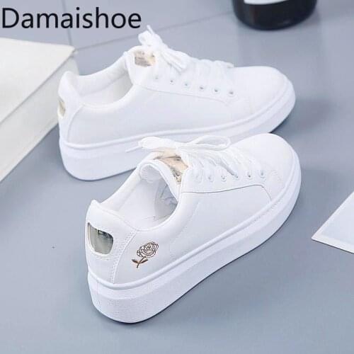 2021 Spring New White Shoes Female Student Korean Wild Board Shoes Womens Sneakers Leather Shoes Flat Fashionable Sports Shoes