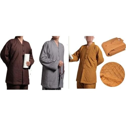 UNISEX Winter buddhist ABBOTmonks warm cotton clothes clothing sets meditation suits Lay uniforms martial arts brown/gray/yellow