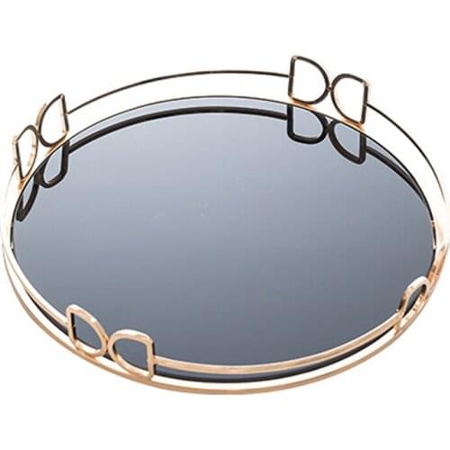 Gold Mirror Tray, Glass Cosmetic Jewelry Organizer Tray Decorative Tray for Storage Perfume,Trinket