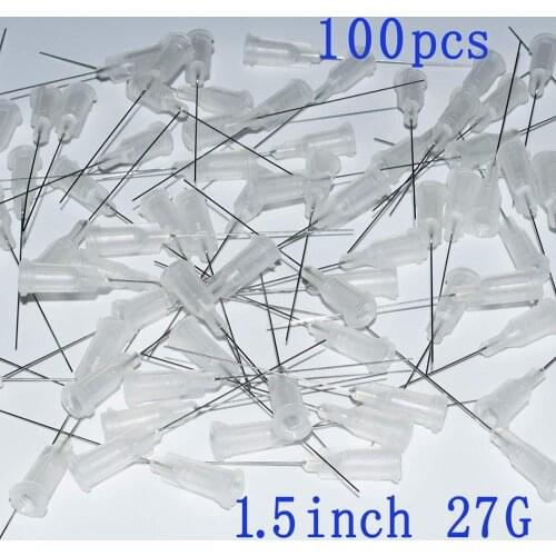 100pcs,Dispensing Needle with Luer Lock 27Gauge x 1.5Inch Length Blunt Tip Syringe Needle 27Ga For Industrial Mixing Many Liquid