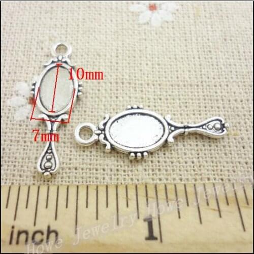 26 pcs Charms Mirror Pendant Tibetan silver Zinc Alloy Fit Bracelet Necklace DIY Metal Jewelry Findings