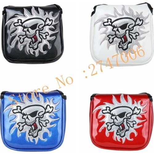 4pcs/Pack Golf Putter Cover Skull Mallet Head Cover Square Shape Magnetic Closure