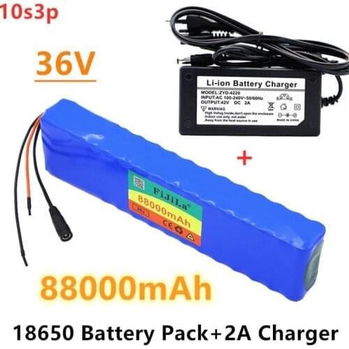 10S3P 36V 88Ah Battery ebike battery pack 18650 Li-Ion Battery 500W High Power and Capacity 42V Motorcycle Scooter with charger