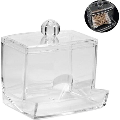 Acrylic Cotton Swab Makeup Storage Box Portable Make Up Cotton Pad Container Jewelry Holder Cosmetics Organizer