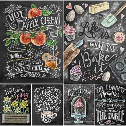 5D DIY Diamond Painting "Black board word" Cross Stitch Full Square Drill Diamond Embroidery Mosaic Picture of Rhinestones Decor