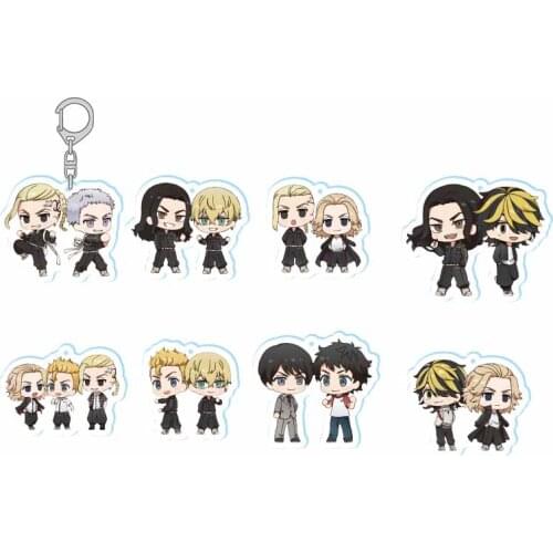 Anime Tokyo Revengers Sano Manjirō Hanagaki Takemichi Pendant Acrylic Keychain Bag Charm Q Version Decorative Double Keyring