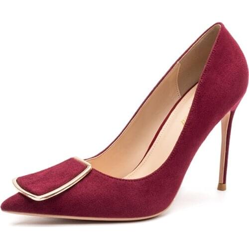 Free shipping fashion women Pumps lady Black suede buckle Pointy toe high heels shoes 10cm 8cm party shoes wedding bride