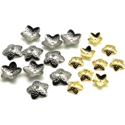 50pcs Stainless Steel Bead Cap 7mm 10mm Gold Silver Tone Flower Filigree End Cap Beads for Handmade DIY Jewelry Making Findings