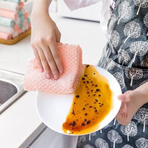 Quick Dry Microfibre Rag Pineapple Grid Dish Cloth Household Thickened Absorbent Dish Towel For Kitchen Cleaning Random