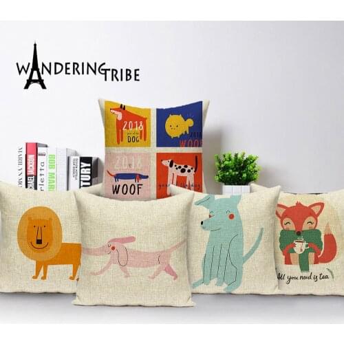 Cartoon Animal Throw Pillows Case Cute Lion Bird Decor Pillows for Couch Horse Cushion for Sofa Cushion Cover Pillow Cover Cojin