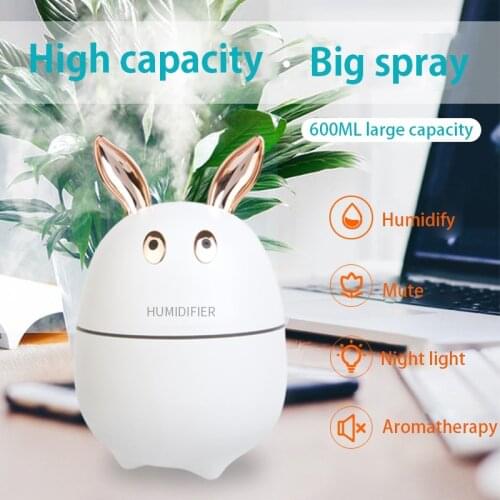 ELOOLE 600ML Mini USB Air Humidifier Cute Rabbit Mute Mist Maker Air Spray Nebulisation difusor Sem For Home Bedroom Office