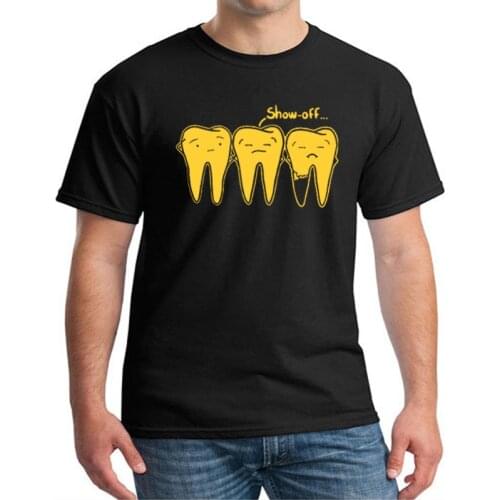 Men Plus Size Tees Tops Funny Summer Show-Off Tooth TShirts Dental Dentist Health Care Round O-Neck Short Sleeve Cotton T Shirt