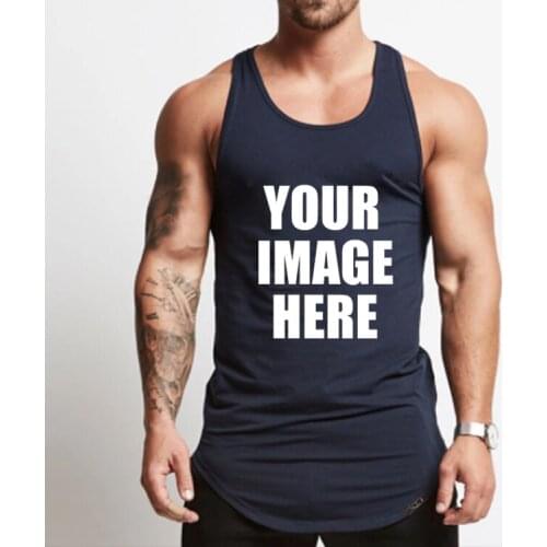 Custom Cotton Mens Print Sports Workout Muscle Bodybuilding Sleeveless Logo Tank Top