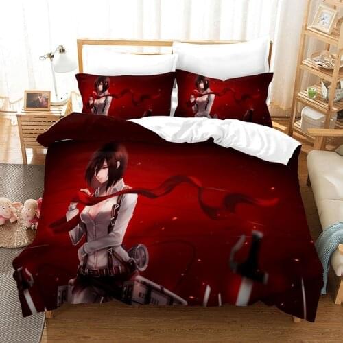Anime Attack On Titan 3D Printed Bedding Set Cartoon Duvet Cover and Pillowcases Comforter Bedding Sets Bedclothes 2/3 Bed Linen