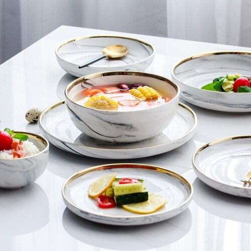 Creative Nordic Ceramic Tableware Phnom Penh Romantic Western Dinner Plate Dessert Pallet Restaurant Salad Household Plate Bowl