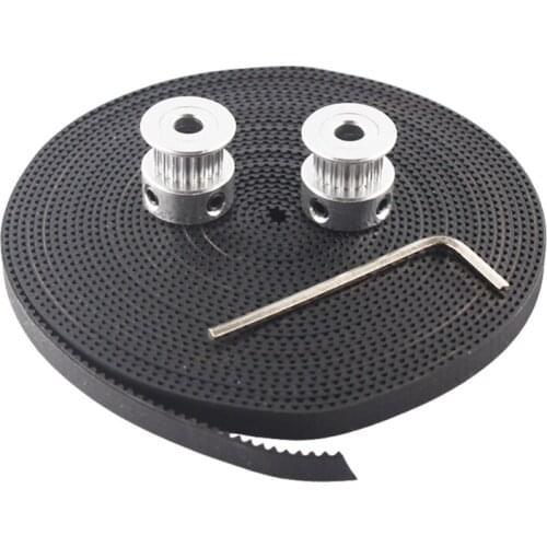 Hot 3D Printer Parts Accessory 2pcs GT2 16teeth 16 teeth Timing Alumium Pulley Bore 5mm Width 6mm With 2meters 2m 6mm GT2 Belt