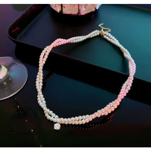 Korean Style Multilayer Vintage Pearl Necklaces wholesale Trendy New Chokers French Romantic Simple Clavicle Chain For Women