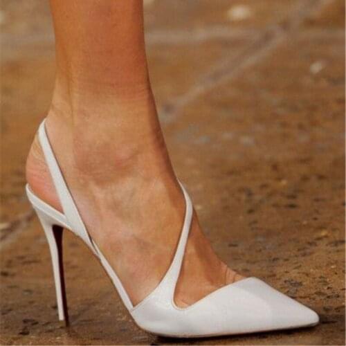 Fashion Womens High Heels shoes white leather, 11cm high-heeled pointed toe pumps.SIZE:34-45 plus size