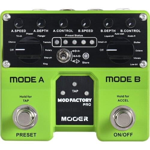 MOOER MODFACTORY Pro Dual Modules Modulation Guitar Effect Pedal 16 Modulation Effects Tap Tempo Function with Dual