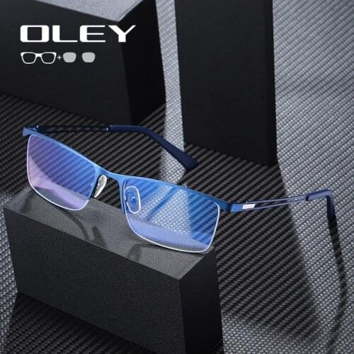 OLEY Alloy Optical Glasses Frame Men Ultralight Square Myopia Prescription Eyeglasses 2020 Male Metal Eyewear Customizable logo