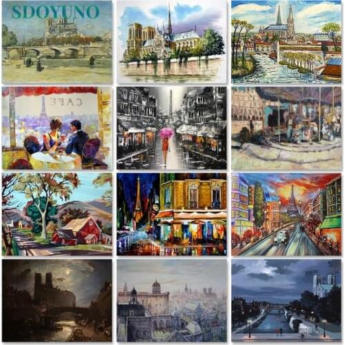 SDOYUNO Oil Paint By Numbers Kits Scenery DIY Painting By Numbers On Canvas Landscape Frame 60x75cm Draw Painting Home Decor