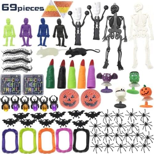 69pcs Halloween Party Favors Set Horror Luminous Movable Skull Skeleton Halloween Props Glow Evil Party Favors halloween eve Sca