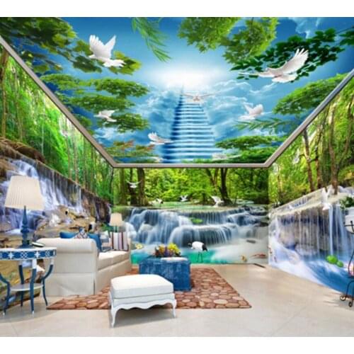 CJSIR Whole House Waterfall Landscape Art Painting Wallpaper Living Room Sofa Bedroom TV Background 3D Mural Papel De Parede