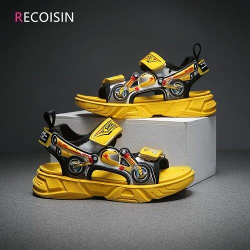 RECOISIN New 2021 Summer Kids Sandals Fashion Sandalias Childrens Shoes Non-slip Soft Bottom Leather Boys Sandals for Children