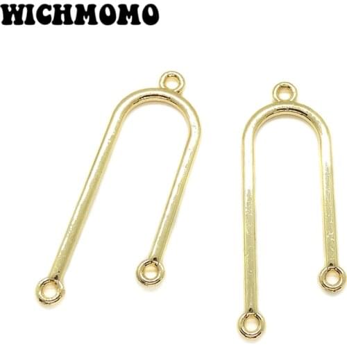 2019 New 41*14mm 6pieces/bag Zinc Alloy Gold U Shape Porous Connector Charms Linker for DIY Necklace Earring Jewelry Accessories